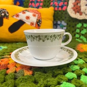 Vintage floral Corelle by Corning teacup and saucer
